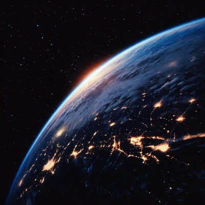 Earth from space at night