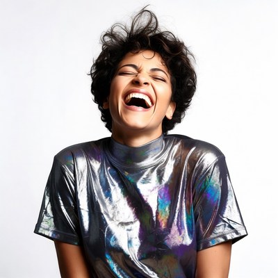 African-American woman laughing joyfully