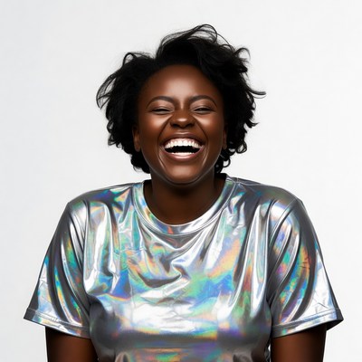 African-American woman laughing joyfully