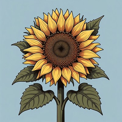 Sunflower illustration on blue background