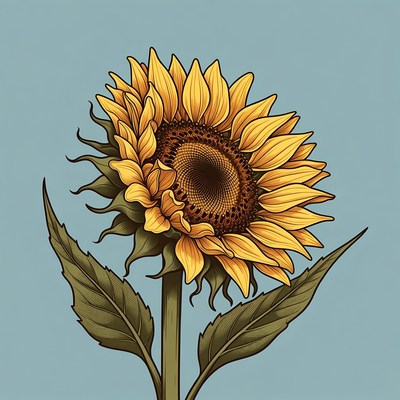 Sunflower illustration on blue background