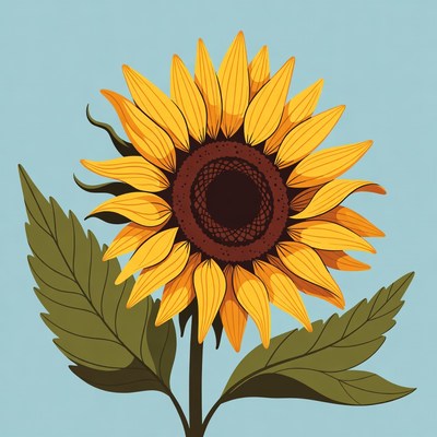 Sunflower illustration on blue background