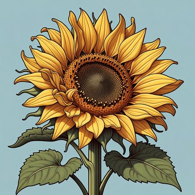 Sunflower illustration on blue background