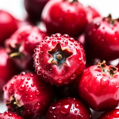 Fresh Dewy Red Lingonberries Closeup