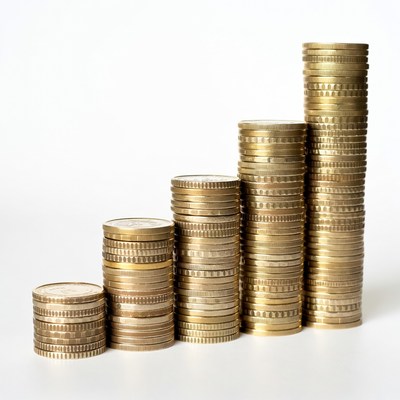 Gold Coins Stacked in Bar Graph