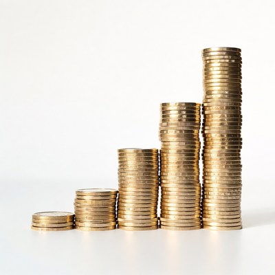 Stacks of Gold Coins Growing