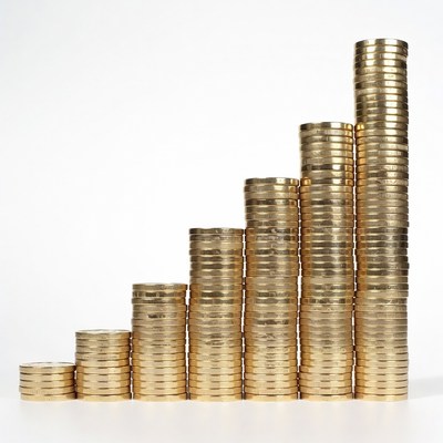Gold Coins Stacked in Bar Graph
