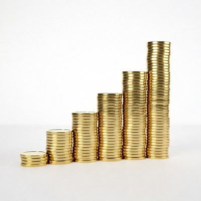 Gold Coins Stacked in Bar Graph