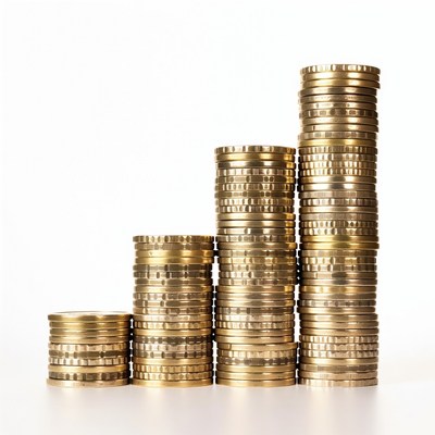 Stacks of Gold Coins Growing