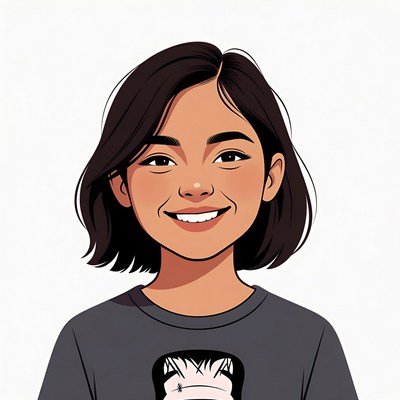 Smiling Asian girl with ghost shirt