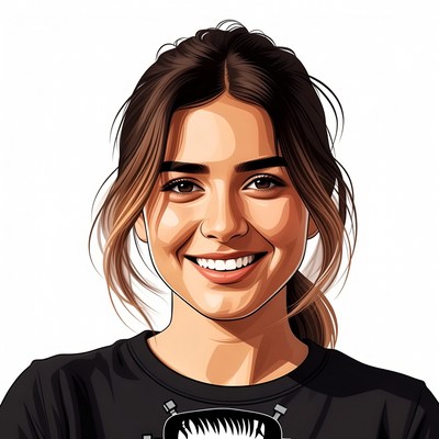 Smiling Woman with Ponytail Illustration