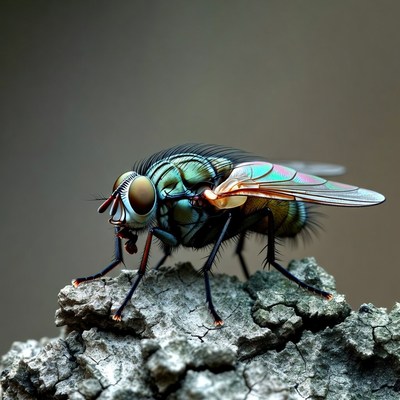 Green Metallic Fly on Rock