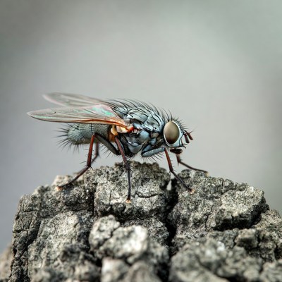 Closeup of fly on rock