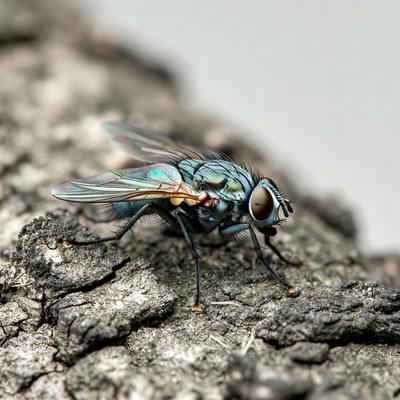Green Blow Fly on Wood