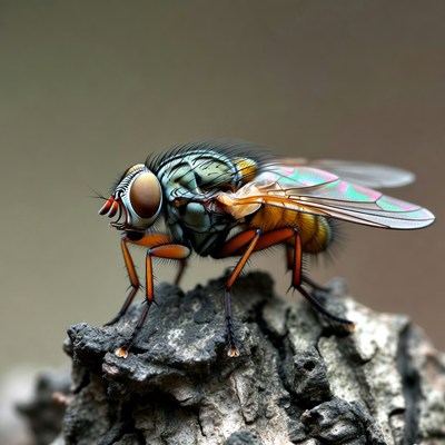 Colorful Metallic Fly on Rock