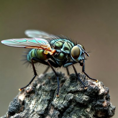 Green Metallic Fly on Rock