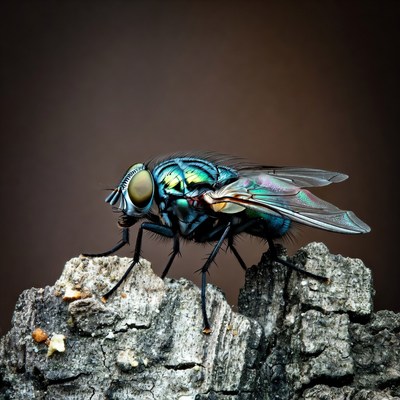 Green Bottle Fly on Rock