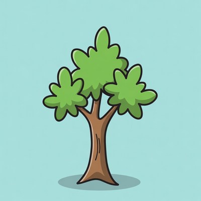 Cartoon green tree isolated