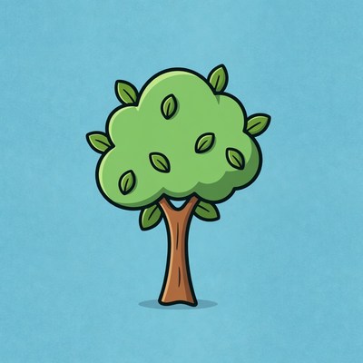 Cartoon green tree illustration