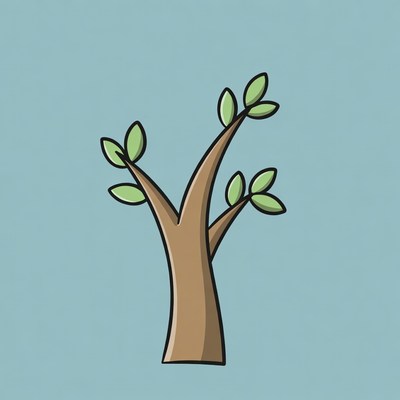 Cartoon Tree on Blue Background