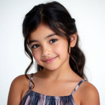 Smiling Asian girl with ponytail