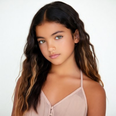 Young girl with wavy brown hair