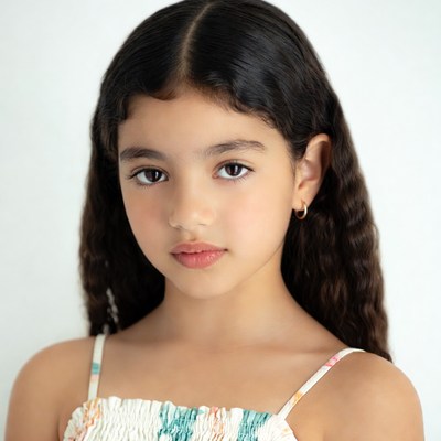 Young girl with curly black hair
