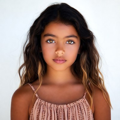 Young girl with curly hair