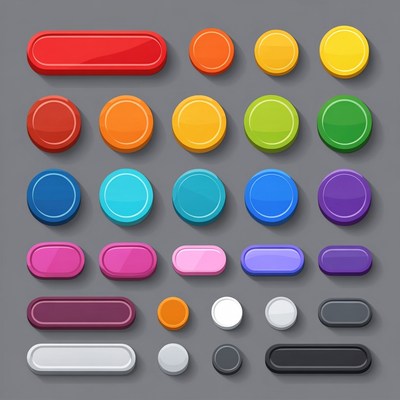 Colorful Flat Buttons Set