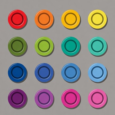 Colorful Round Plates Grid