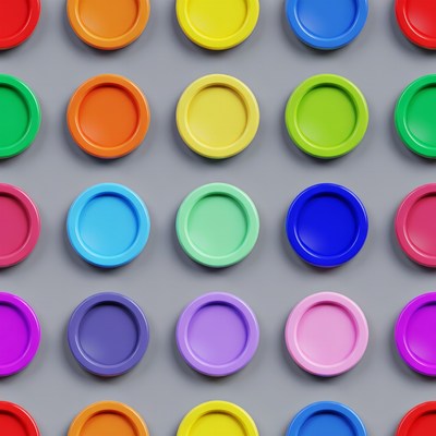 Colorful Plastic Circles on Gray Background