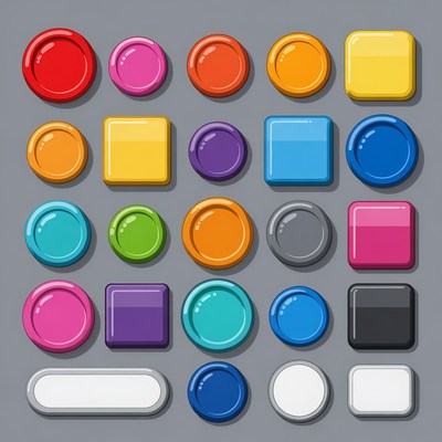 Colorful Buttons and Squares Icons