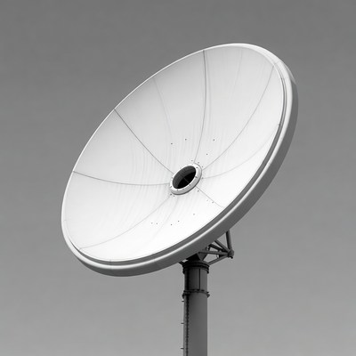 White satellite dish on pole