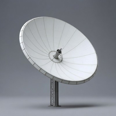 White Satellite Dish on Metal Stand