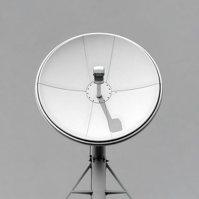 White satellite dish on tripod