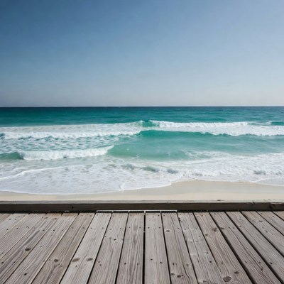 Ocean Waves from Wooden Pier