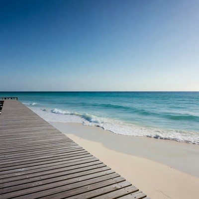 Wooden pier on tropical beach
