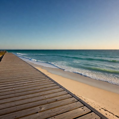 Wooden pier on sunny beach