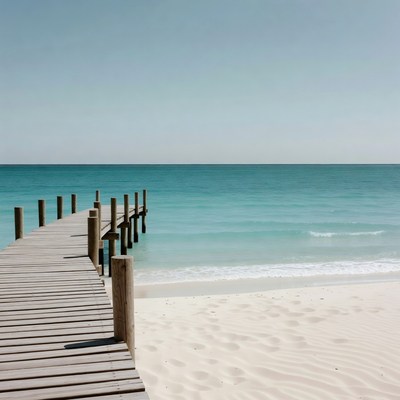 Wooden pier on tropical beach