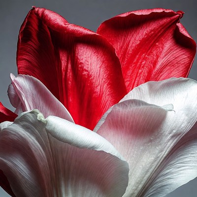 Red and White Tulips Closeup