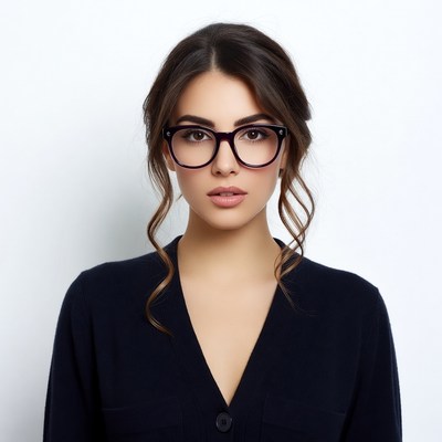 Woman wearing glasses and black cardigan