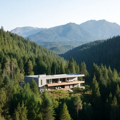 Modern House in Mountain Forest