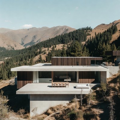 Modern House on Mountain Slope