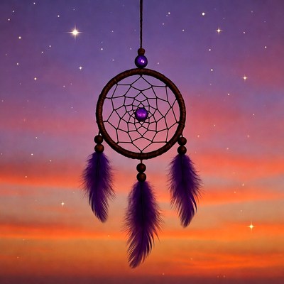 Purple Dreamcatcher with Feathers