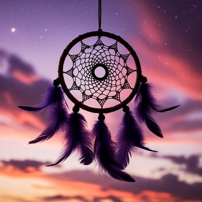 Purple Dreamcatcher with Feathers