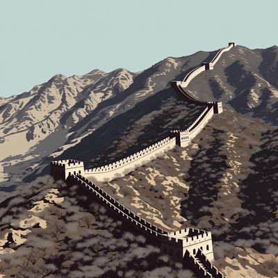 Great Wall of China on Mountains
