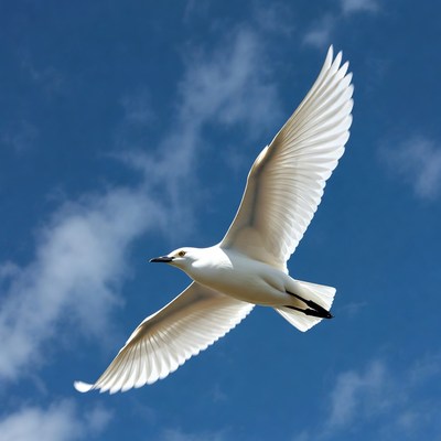 White Tern Flying in Blue Sky