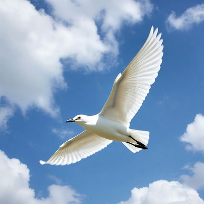White Tern Flying in Blue Sky