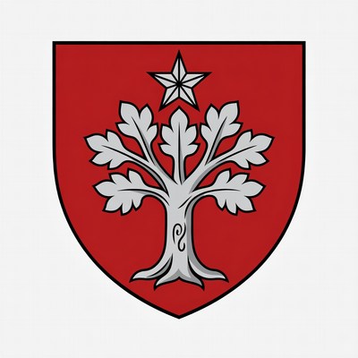 Red Shield with Silver Tree and Star
