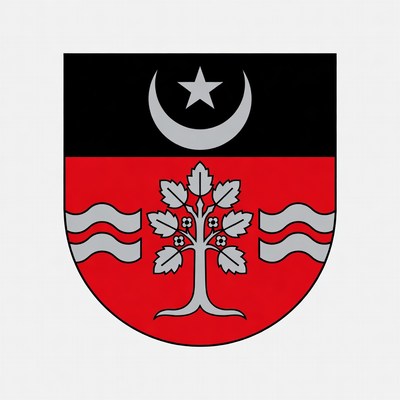 Coat of Arms with Crescent Star and Tree